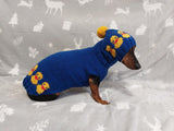 Dog costume with ducks, sweater and hat set for dachshund with ducks