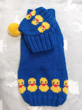 Dog costume with ducks, sweater and hat set for dachshund with ducks