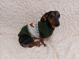 Fox clothes for pets with fox sweater, dog jumper with fish, Norwegian style clothes