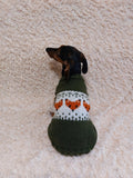 Fox clothes for pets with fox sweater, dog jumper with fish, Norwegian style clothes