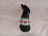 Fox clothes for pets with fox sweater, dog jumper with fish, Norwegian style clothes