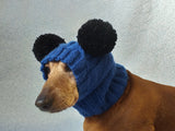 Clothing for miniature dachshund or small dog hat with two pompons dachshundknit
