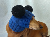 Clothing for miniature dachshund or small dog hat with two pompons dachshundknit