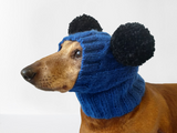 Clothing for miniature dachshund or small dog hat with two pompons dachshundknit