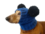 Clothing for miniature dachshund or small dog hat with two pompons dachshundknit