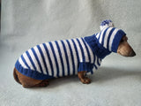 Costume for miniature dachshund sweater and hat, Doxie sweater and hat set, clothes for small dog of dachshund