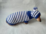 Costume for miniature dachshund sweater and hat, Doxie sweater and hat set, clothes for small dog of dachshund