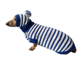 Costume for miniature dachshund sweater and hat, Doxie sweater and hat set, clothes for small dog of dachshund
