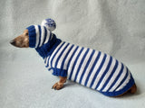 Costume for miniature dachshund sweater and hat, Doxie sweater and hat set, clothes for small dog of dachshund