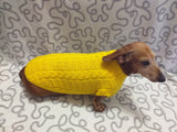 Yellow knitted sweater for dachshund or small dog dachshundknit