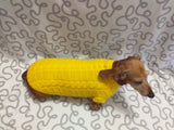 Yellow knitted sweater for dachshund or small dog dachshundknit