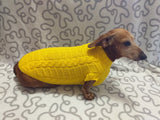 Yellow knitted sweater for dachshund or small dog dachshundknit
