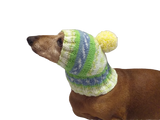 Warm winter hat with pompom for small dog
