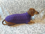 Purple knitted sweater for dogs, clothes for dachshunds, sweater for dogs, clothes for dogs, sweater for small dogs, dachshund sweater dachshundknit