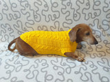 Yellow knitted sweater for dachshund or small dog dachshundknit