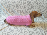 Pink knitted sweater for small dog, clothes for dachshunds dachshundknit