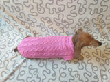 Pink knitted sweater for small dog, clothes for dachshunds dachshundknit