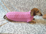 Pink knitted sweater for small dog, clothes for dachshunds dachshundknit