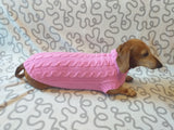 Pink knitted sweater for small dog, clothes for dachshunds dachshundknit