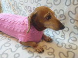 Pink knitted sweater for small dog, clothes for dachshunds dachshundknit