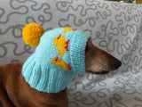 Ducks knitted hat for dogs, clothes for dogs with ducks