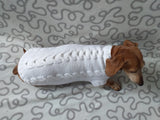 Dachshund Clothing: White Party Sweater, White Dachshund or Small Dog Sweater
