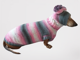 Wiener costume sweater and hat, Doxie sweater and hat set, clothes for small dog of dachshund