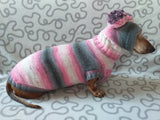 Wiener costume sweater and hat, Doxie sweater and hat set, clothes for small dog of dachshund