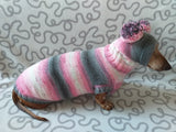 Wiener costume sweater and hat, Doxie sweater and hat set, clothes for small dog of dachshund