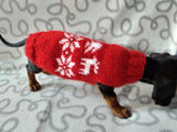 Christmas wool sweater with deer and snowflakes for a small dog, sweater deer for dog, christmas sweater with deer for little dachshund dachshundknit