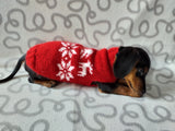 Christmas wool sweater with deer and snowflakes for a small dog, sweater deer for dog, christmas sweater with deer for little dachshund dachshundknit