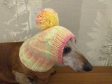 Dachshund christmas  hat with big pompom dachshundknit