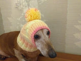 Dachshund christmas  hat with big pompom dachshundknit