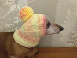 Dachshund christmas  hat with big pompom dachshundknit