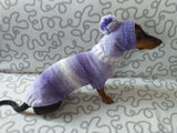 Purple knitwear set for dachshund sweater and hat, costume for miniature dachshund sweater and hat, Doxie sweater and hat set