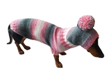Wiener costume sweater and hat, Doxie sweater and hat set, clothes for small dog of dachshund