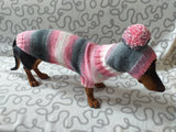 Wiener costume sweater and hat, Doxie sweater and hat set, clothes for small dog of dachshund