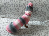 Wiener costume sweater and hat, Doxie sweater and hat set, clothes for small dog of dachshund