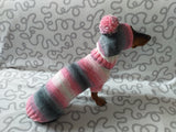 Wiener costume sweater and hat, Doxie sweater and hat set, clothes for small dog of dachshund