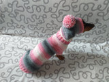 Wiener costume sweater and hat, Doxie sweater and hat set, clothes for small dog of dachshund