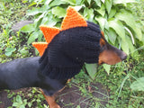 Dinosaur hat for dog, dinosaur dachshund knitted hat, dino dog clothes