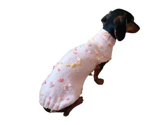 Pink Floral Mini Dachshund Jumper Dog Coat Clothes Dog Sweater