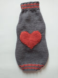 Gray sweater with pink heart for dog dachshundknit