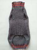 Gray sweater with pink heart for dog dachshundknit
