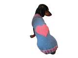 Gray sweater with pink heart for dog dachshundknit