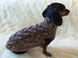 Wool aran sweater for mini dachshund or small dog, dachshund puppy sweater, terrier sweater, small dog sweater