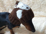Winter knitted hat bear for dachshund or small dog