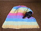 Knitted Rainbow Striped Pet Blanket, Colorful Blanket for Dog, Cat, Baby, Dachshund Blanket, Cozy pet blanket, knitted litter for dog or cat