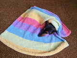 Knitted Rainbow Striped Pet Blanket, Colorful Blanket for Dog, Cat, Baby, Dachshund Blanket, Cozy pet blanket, knitted litter for dog or cat