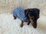 Dachshund or small dog gray sweater with black bow dachshundknit